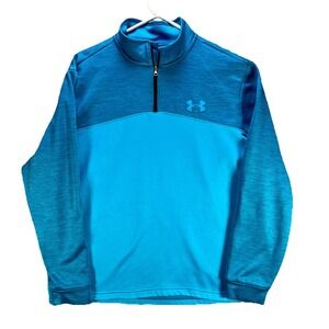 Under Armour 1/4 Zip Pullover Mens Large Blue ColdGear Long Sleeve Fleece